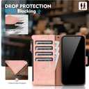 Compatible with Samsung Galaxy Note 20 Ultra 5G Wallet Case with Card Holder RFID Blocking Zipper PU Leather Case Flip Protective Cover Wrist Strap Credit Card Slots Men Women,Rose Gold