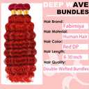 Red Human Hair Bundles Deep Wave 26 28 30 Inch Curly Human Hair 100% Unprocessed Brazilian Virgin Hair 3 Bundles for Women Wet and Wavy Hair Bundle Extensions