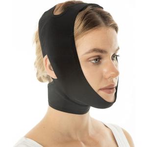Post Surgery Neck and Chin Compression Garment Wrap Bandage, Face Slimmer, Jowl Tightening, Neck Coverage, Chin Lifting Strap (M)