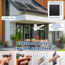 SHUNLEE Solar Outdoor Ceiling Fan Light 31.5'', 60W Solar Powered Portable Gazebo Fan With Remote and Hook, 3000K-6000K LED, 40000mAh Large Hanging Canopy Fan (31.5 inch)