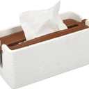 2026 Upgrade Version Tissue Box Cover | Large Square Tissue Box Holder 10" x 4" | Leather Stylish Cube Tissue Cover for Bathroom Vanity Countertop, Bedroom, Living Room, Coffee Table, Office, White