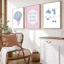 Pink and Blue Coastal Wall Art Set Of 3 Preppy Bikini Shells Painting Picture Wall Decor Meet Me at the beach Poster Print Artwork for Living Room Bedroom Dining Room Bathroom Home Decoration Unframed (24L" x 16W")