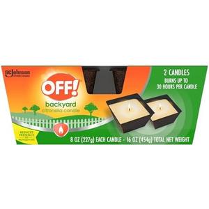 OFF! Backyard Citronella Scented Candle, Ambiance Enhancing Centerpiece, Burns for up to 25 Hours, 8 oz (Pack of 2), Set of 2