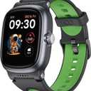 anyloop Kids Smart Watch with Heart Rate/Sleep/Stress Monitor, Kids Fitness Tracker Watch Pedometer, Smartwatches for Boys Girls with Games, IP68 Waterproof - Smart Watch for Kid 4-16, Black/Green