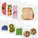 Annaklin Reusable Sandwich Bags & Snack Bags Set, 8 Pack, 100% Silicone Reusable Storage Bag, Soft Shell Ziplock Silicone Food Storage Containers, Freezer Microwave Oven Dishwasher Safe, Translucent
