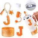 Stanley Cup Accessories Set Of 6 PCS, Including Letter Stickers, Letter Chains, Straw Caps, Cup Sleeves, And Spill Proof Stoppers, Orange, 30 Oz 40 Oz, Water Bottle Carrier Set(Cup Not Included)