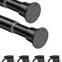 2Pack Tension Rod 24-48Inch Black Curtain Rods for Windows Spring Adjustable Curtain Rods no Drilling Tension Curtain Rods for Window, Doorway, Closets