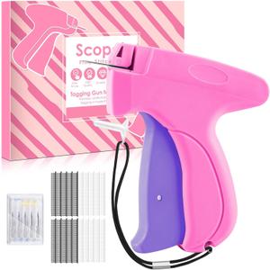 Stitch Gun for Clothes - Handheld Stitch Gun Quick Clothing Fixer - Tagging Gun - Includes 6 Needle, 1000 Black Fasteners & 1000 White Fasteners (Pink-purple)
