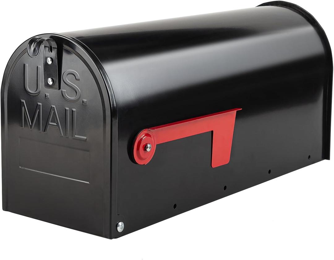 BlissBoard Mailboxes for Outside, Galvanized Steel Medium Black Metal Mailbox, 20 x 8.7 x 6.7 Inches