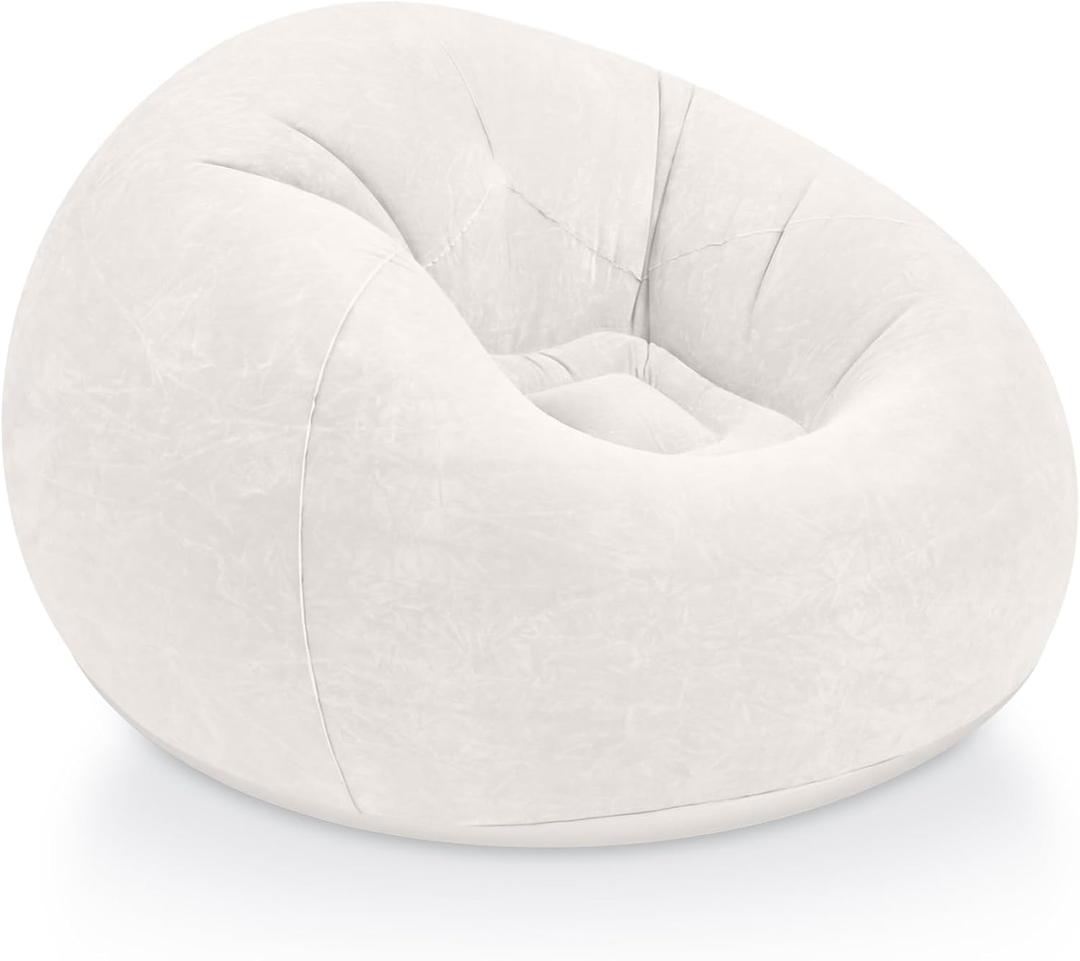 Inflatable Bean Bag Chairs for Adult Blow up Chairs Lazy Sofa Folding Portable Inflatable Chair for Movie Outdoor Room Bedroom Reading Camping(Beige)