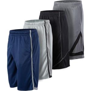 Essential Elements Men’s Athletic Shorts 4 Pack – Quick-Dry Moisture Wicking Basketball, Gym & Workout Shorts with Pockets
 (XXXL)
