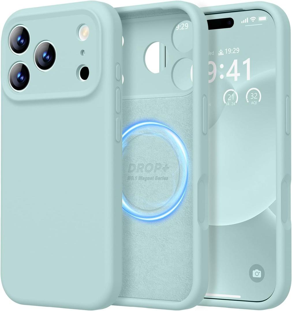LOVE 3000 Designed for iPhone 17 Pro Case, Premium Silicone [Compatible with Magsafe][Soft Anti-Scratch Microfiber Lining] Shockproof Protective Phone Case for Men Women 6.3", Mint