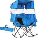 Nice C Rocking Camping Chair with Canopy, XL Oversized Folding Rocker for Adult, Outdoor Umbrella Chair with Shade, Cup Holder, Cooler Bag, Carry Bag, for Sports, Patio, Backyard (1 Pack, Blue)