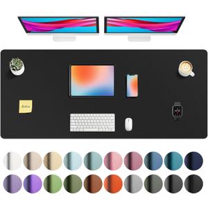 Aothia Faux Leather Desk Mat - Non-Slip PU Leather Desk Blotter, Waterproof Writing Surface, Large Desk Pad for Office & Home (Black, 55" x 24")