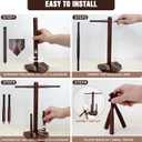 SkillDance Wooden Baseball & Softball Ring and Necklace Holder, Championship Ring Display with Baseball Stand, 3-in-1 Home Plate Baseball Jewelry Organizer, Gift for Baseball Players & Fans