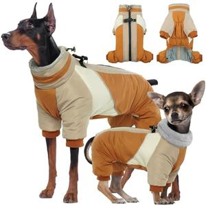 Kuoser Fullbody Dog Coat - Warm Winter Coat with Reflective Jacket & Built-in Harness for Small Dogs - Suitable for Yorkie, Bichon Frise, Shih Tzu (Brown S)