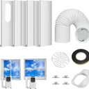 Ninonly Portable Air Conditioner Window Vent Kit with 5.9"" Exhaust Hose, Portable AC Seal Kit for Sliding Window with 4 Plates, Universal Coupler Fits 5.9 & 5.1 Inch Diameter Exhaust Hose, White