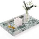 Marble Bathroom Tray for Countertop & Home Decor, Natural Decorative Marble Tray for Jewelry & Perfume Organizer, Luxury Stone Vanity Trays for Dresser, Kitchen Counter, 12" x 8", Jade Green