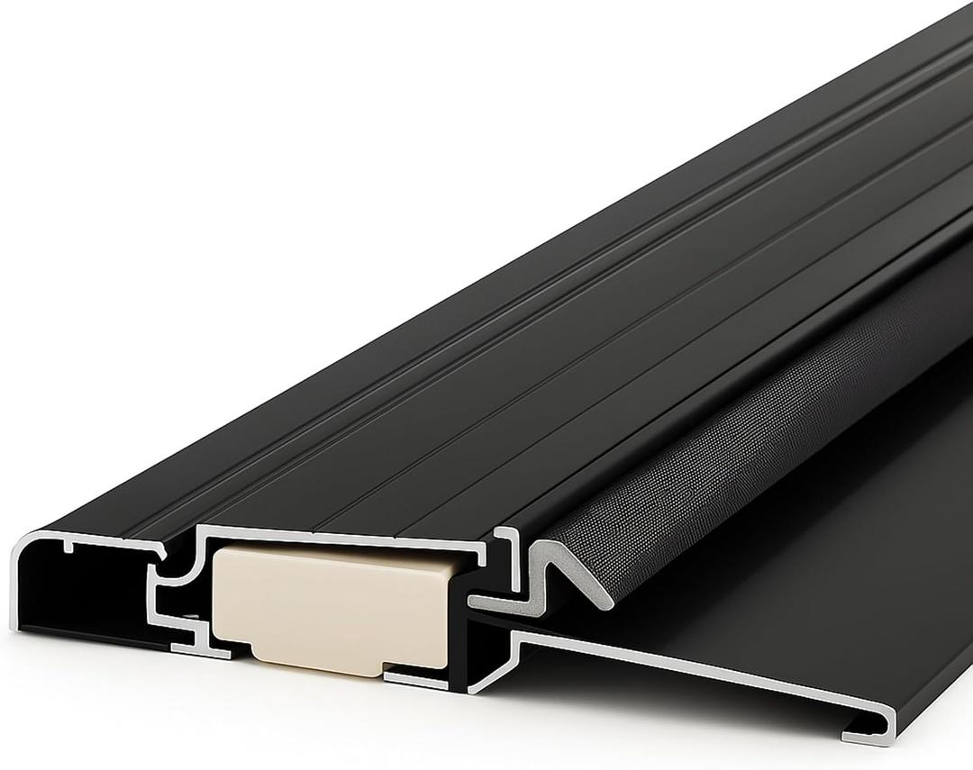 Blulu 36" Aluminum Exterior Door Threshold 5 5/8" Outdoor Swing Threshold Heavy Duty Adjustable Aluminum Door Sill Pan for Weatherproof & Easy Install for Residential/Commercial Use, Black (1 Pc)