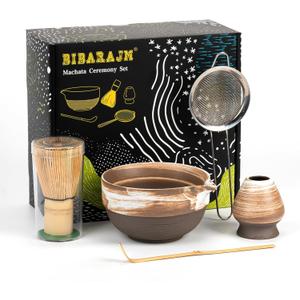 5PCS Matcha Tea Set Matcha Kit for Ceremony Ceramic Set for Traditional Japanese Tea Ceremony with Whisk and Bowl, Matcha Spoon, Whisk Holder