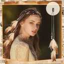 Geyoga 12 Pcs Feather Hair Clip Boho Hair Extensions with Feather Clip Comb Hippie DIY Accessories Hairpin Tribal Braided Beads Headdress for Women (Brown,Artistic)