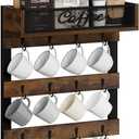 YINMIT Coffee Mug Holder with 12 Hooks, Coffee Cup Holder Wall Mounted with Top Shelf, Mug Organizer for Home Kitchen, Brown