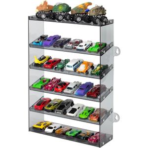 KISLANE Acrylic Display Case for Toy Cars & Matchbox Cars, 6 Tiers Matchbox Cars Display Case, Sturdy Assembly Storage Case Display of 48 Toy Cars Matchbox Cars (6- Tiers Gray)