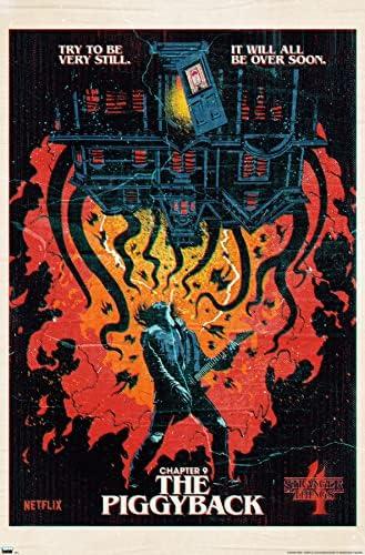 Trends International Netflix Stranger Things: Season 4 - The Piggyback Wall Poster, 22.375" x 34", Premium Unframed Version, 2 Pack
