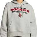 GAME 7 NBA womens Women's Cropped Long Sleeve Fleece Hoodie - Pullover With Chenille Team Patch and Kanga Pocket, Grey, Medium