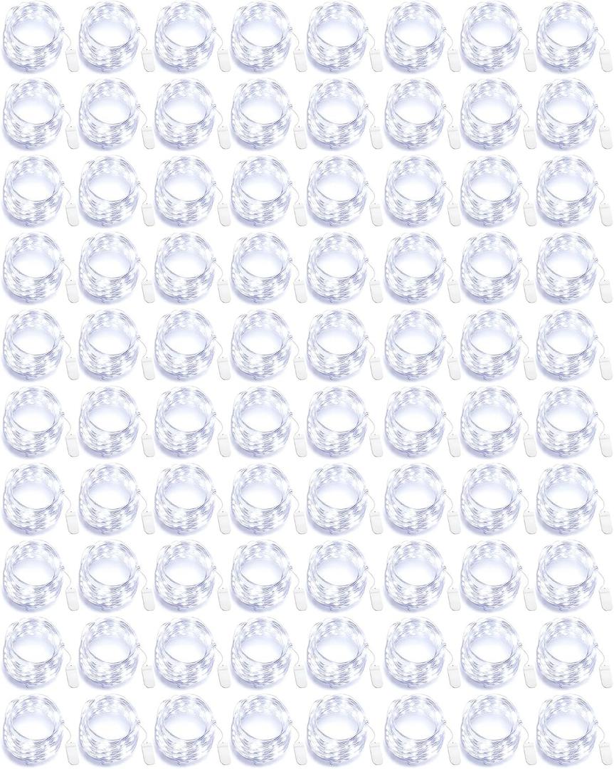 Riakrum 100 Pcs 10ft 30 LEDs Fairy Lights Battery Operated Bulk, White Wedding Waterproof Tiny Small Twinkle LED String Lights for Jar Starry for DIY Birthday Party Favor for Vase Centerpieces