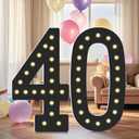 4FT Marquee Light Up Numbers, Black Giant Marquee Number Big Mosaic Number for 40th Birthday Party Decorations Backdrop Anniversary Decor, Pre-Cut Frame