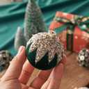 Velvet Christmas Ball Ornaments,Hand Flocking Diamond Setting Shatterproof Tree Decorations, Holiday Wedding Party 12 Pack (Green)