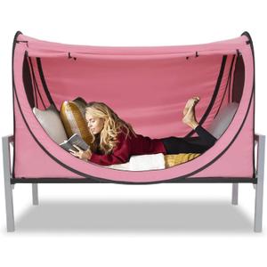 Privacy Pop up Eclipse Bed Tent Bed Drapes (Pink, Twin) (41"W x 79"L (Pack of 1))