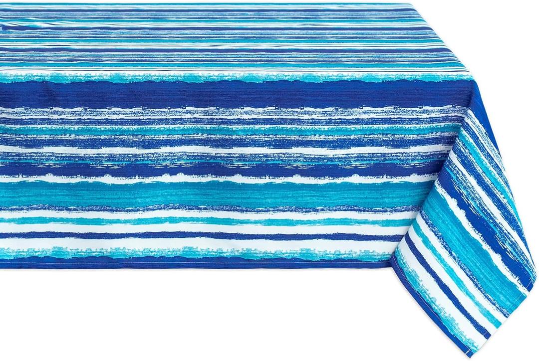 YiHomer Indoor Outdoor Tabletop for Spring Summer Decorations, Picnics and Dinner Parties - Stain and Water Resistant, Crayon Art (Ocean), Tablecloth, 60 x 120 Rectangle