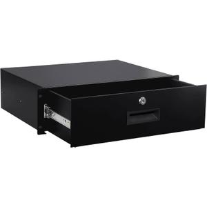 3U Rack Mount Drawer Server Cabinet Case for 19 Inch AV/Network/DJ Equipment Lockable Deep Drawer with Key, 3U x 5.25" x 19" x 5.25"