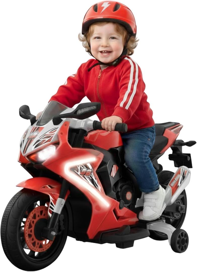 Kid Trax 6V Glow Electric Toddler Kids Motorcycle - Toddler Bike, Indoor/Outdoor Toys, Durable, LED Headlights and Body Light, Realistc Sounds, Kids Ride On Toys, Max Weight 65lbs, Ages 3+, RED