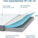 Foldable Mattress Twin, 6 Inch Trifold Mattress with Memory Foam | CertiPUR-US Certified, Non-Slip Bottom, Removable Bamboo Cover, for Guest Bed, Camping, Floor Use, 78" x 38" x 6"