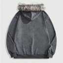 SOLY HUX Y2k Grunge Gothic Streetwear Fur Zip Hoodie (Gray, L)