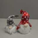 FFPTBNYX 2PC Gnome Christmas Decorations Lighted Standing Gnomes Decorations Light up Christmas Knome Gift Winter Tabletop Stuffed Plush Elf (Red and Grey)