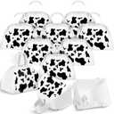 12 Pcs Metal Cow Print Cowbells with Handle Novelty Cow Bells Noise Makers Cow Print Party Favors for Birthday Farm Animal Theme Party Western Wedding Sporting Events Football Games, White/Black