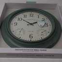 La Crosse Clock 433-3846 18 in. Indoor/Outdoor Sage Green Quartz Wall Clock with Temperature & Humidity