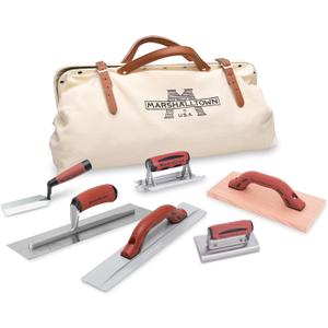 MARSHALLTOWN Concrete Apprentice Tool Kit in Canvas Bag, Includes 6 Concrete Tools, Finishing Trowel, Hand Float, Groover, Edger, Wood Float, Margin Trowel, Made in the USA, CTK2