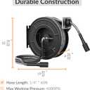 Giraffe Tools Pressure Washer Hose Reel with 60ft Replaceable Hose, Power Washer Retractable Hose Reel, Heavy Duty, Wall/Floor Mounted, 4000 PSI