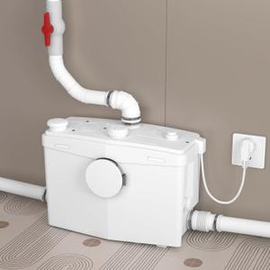 800W Macerator Pump for Macerating System, Upflush Toilet Pump with 4 Water Inlets for Basement Toilet, Sink, Shower, Bathtub Waste Water Disposal, Top & Side Discharge Option, Pumping Up to 36ft