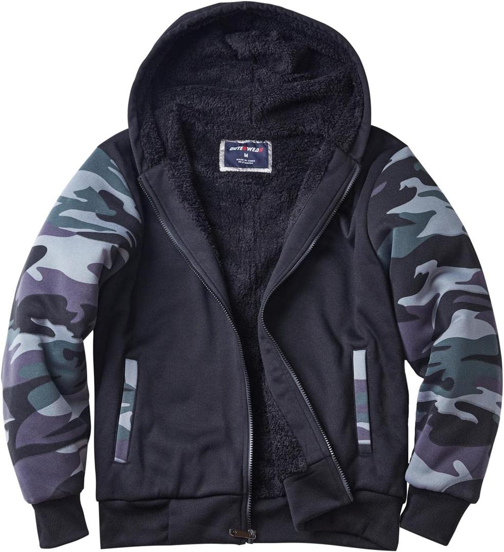 Gary Com Heavyweight Sherpa Hoodies for Men, Thick Fleece Lined Full Zip Up Winter Warm Sweatshirts Work Jackets, 4XL