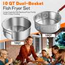 Veralune 10QT Outdoor Fish Fryer Kit, Heavy-Duty Aluminum Pot & 10QT Basket with Syringe, fixing rod, thermometer Cooking Chicken Wings, Seafood, French Fries