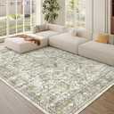 zesthome 5x7 Area Rugs - Ultra-Thin Washble Rug, Stain Resistant Anti Slip Backing Rugs for Living Room,Bedroom, Vintage Home Decor Area Rug (Beige/Brown,5'x7')