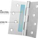 goldenwarm 3 Pack Nickel Door Hinges 4inch x 4 inch Door Hinges Brushed Nickel Door Hardware Satin Nickel Iron Door Hinge with Square Corners
