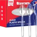 JOLLY CHEF 300 Count Clear Plastic Teaspoons Heavy Duty, 6.54" Heat Resistant Solid and Durable Plastic Teaspoons Disposable, Disposable Bulk Cutlery Suitable for Parties Supply Events Everyday Use