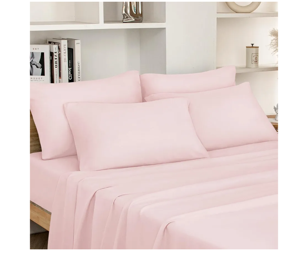 HOMEIDEAS Full Size Bed Sheets - 6 Piece Set (Pale Pink) - Extra Soft Brushed Microfiber 1800 Bedding Sheets, Deep Pocket, Wrinkle & Fade FreeAmazon's Choice